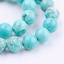 Natural Howlite Bead Strands, Dyed & Heated, Round, 8mm, Hole: 0.8mm, about 48pcs/strand, 15.35 inch(39cm)