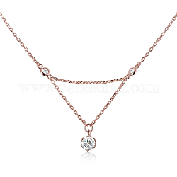 Ожерелья с подвесками из стерлингового серебра с шестигранником Tinysand 925 cz со стразами, с кабельным цепи, розовое золото , 18.62 дюйм