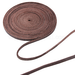 GORGECRAFT 5.5Yds 5mm Flat Genuine Leather Cord String 2mm Thick Natural Leather Craft Lace Strips Full Grain Cowhide Braiding Cord Roll for Jewelry Making DIY Braided Bracelets Keychains(Dark Brown)