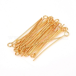 304 Stainless Steel Eye Pins, Golden, 30mm, Hole: 2mm, Pin: 0.6mm