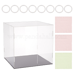 Rechteckige transparente Minifiguren-Displayboxen aus Acryl mit schwarzem Boden, für Modelle, Bausteine, Puppenständer, Transparent, 31x31x30.5 cm