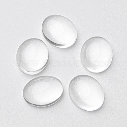 Transparent Glass Cabochons, Oval, Clear, 10x8x3.5~4.5mm