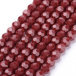 Fili di perle di vetro sfaccettate (32 sfaccettatura)., tondo, rosso scuro, 6mm, Foro: 1.2 mm, circa 88~91pcs/filo, 19.49 pollice ~ 20.08 pollici (49.5~51 cm)
