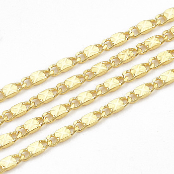 Soldered Brass Mariner Link Chains, Real 18K Gold Plated, 5x2x0.6mm