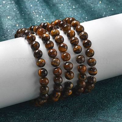Naturales tigre pulseras del grano del estiramiento ojo&nbsp;BJEW-K212-B-028-1