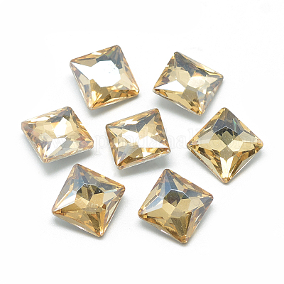 Cabochons en verre avec strass de dos avec point&nbsp;RGLA-T027-8x8mm-09-1