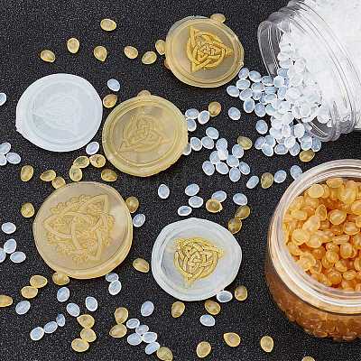 CRASPIRE Transparent Sealing Wax Beads Yellow Wax Seal Beads Kit with 2pcs  Candle 1pc Melting Spoon for Wax Seal Stamp for Wedding Invitations Letter