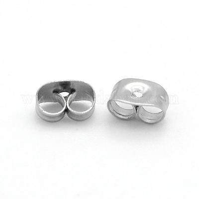 304 Stainless Steel Ear Nuts, Earring Backs, Stainless Steel Color