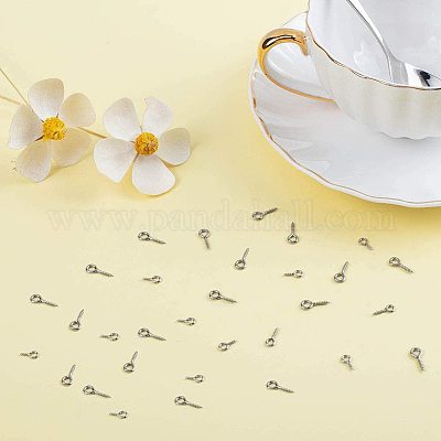 Wholesale UNICRAFTALE 300pcs 8x4mm Stainless Steel Screw Eye Pin Peg Bails  Small Screw Eye Pins Clasps Hooks 1mm Pin Eye Screws Connectors for Half  Drilled Beads Jewelry Earring Making 