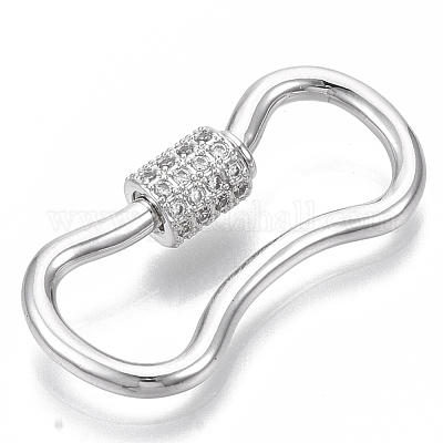 Wholesale Brass Micro Pave Clear Cubic Zirconia Screw Carabiner