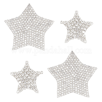 Wholesale PandaHall Elite 6 pcs 3 Sizes Star Crystal Glitter Rhinestone  Stickers Iron on Stickers Bling Star Patches for Dress Home Decoration 