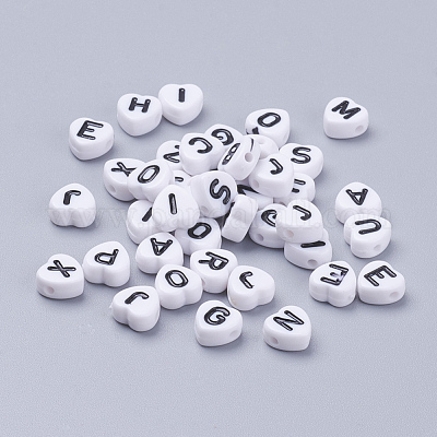 Wholesale Transparent Acrylic Heart Horizontal Hole Letter Beads