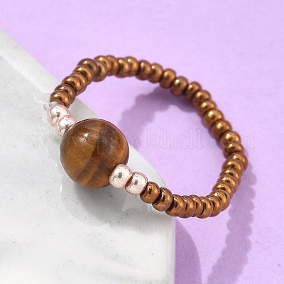 Stretchringe aus Natur- und Kunststeinen&nbsp;RJEW-JR00255-1