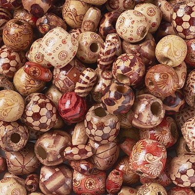 Wholesale Printed Natural Wood Beads 