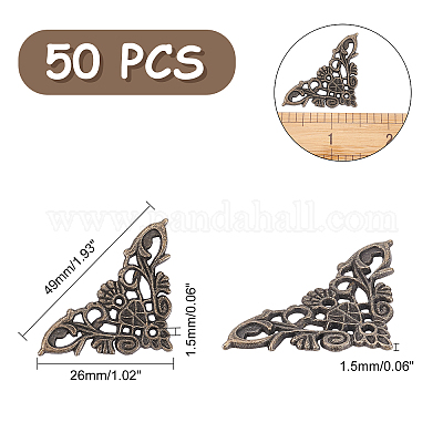 50 pezzi Multi dimensioni bronzo antico 3 fori scatola staffe angolari  scatola di legno scatola protezioni angolari in metallo coperture mobili