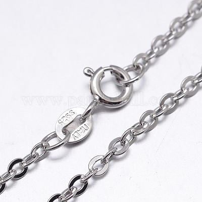 Catenina Collana In Argento Sterling Placcato Rodio – Spessore 1.9 Mm, Ideale Per Ciondoli, Varie Lunghezze, Colore Bianco