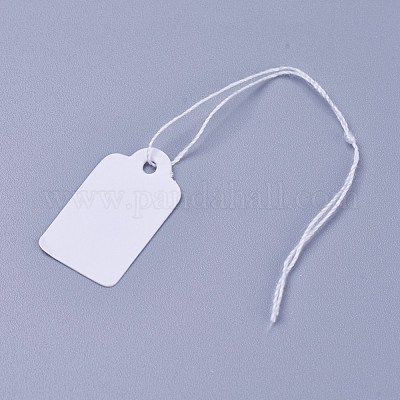 Wholesale PandaHall About 1000 Pcs White String Jewelry Price Tags Clothing  Display Tag Rectangle Price Label Design Blank White 23x13mm 