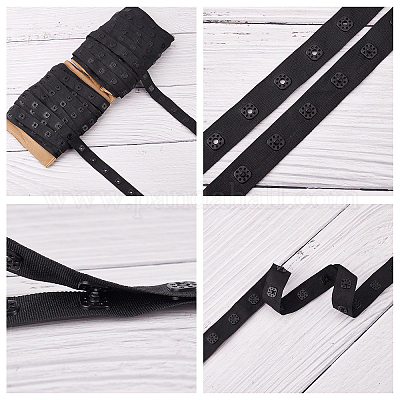 Wholesale OLYCRAFT 10Yards Black Cotton Snap Button Trim Sewing