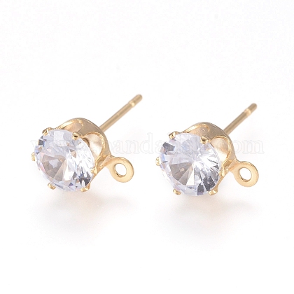 Brass Stud Earring Findings KK-L199-B01-G-1