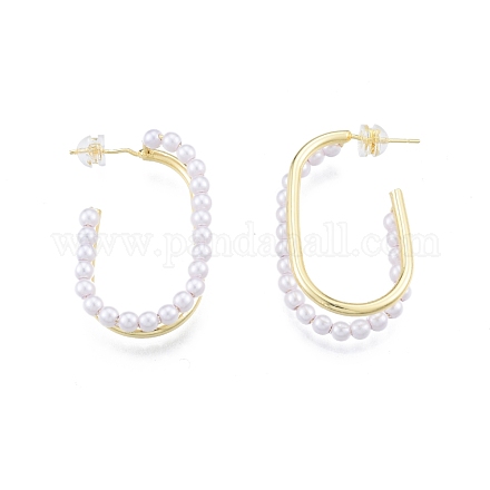 Boucles d'oreilles ovales en plastique ABS imitation perle EJEW-P205-03G-1