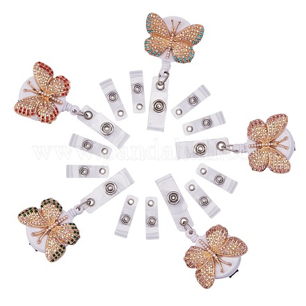 Butterfly Rhinestone Badge Reel AJEW-SZ0001-67-1