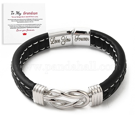 Mot amour vous pour toujours en acier inoxydable bracelet à maillons de noeud imbriqué JB753A-1
