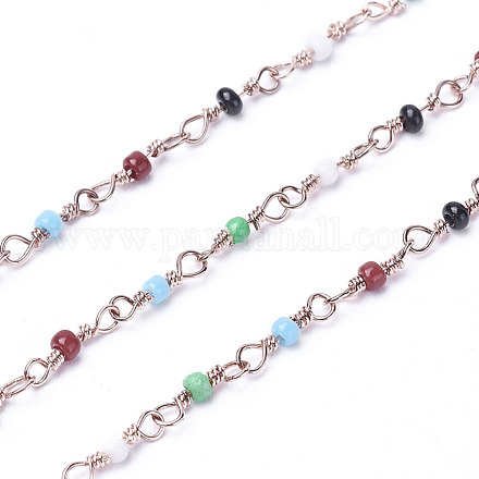 Chaînes de perles de verre colorées à la main KK-I651-05RG-1