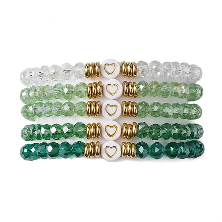 5 pièces ensemble de bracelets extensibles en perles de verre BJEW-JB09677-04-1