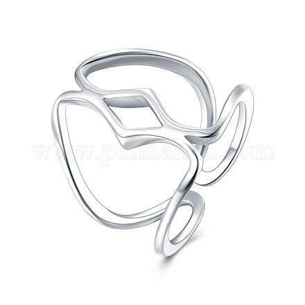 Регулируемые модные платина никелированная манжеты широкий полосы палец кольца RJEW-BB15302-P-1