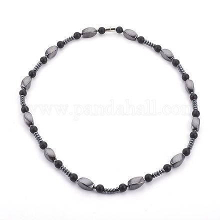 Non-Magnetic Synthetic Hematite Beads Necklaces NJEW-JN02275-02-1