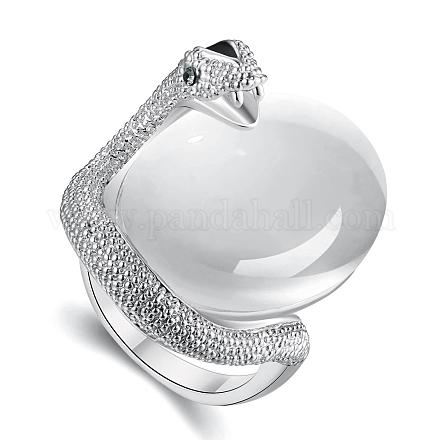 Anillos de dedo de animales con ojo de gato de aleación de estaño elegantes chapados en platino real para mujer RJEW-BB01101-8C-1