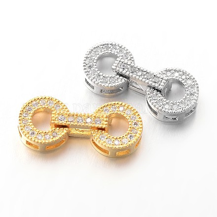 Flat Round Brass Micro Pave Cubic Zirconia Fold Over Clasps ZIRC-I014-64-FF-1
