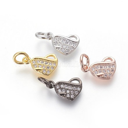 Brass Micro Pave Cubic Zirconia Charms ZIRC-J021-16-RS-1