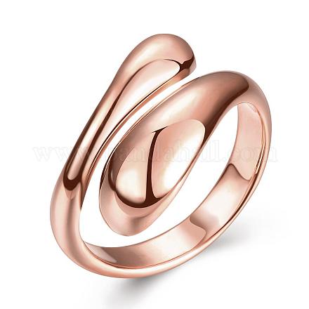 本物のローズゴールドメッキ女性のための調節可能な真鍮の指輪  usサイズ7（17.3mm） RJEW-BB07574-B-1