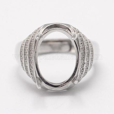Adjustable 925 Sterling Silver Finger Ring Components STER-L051-044P-1