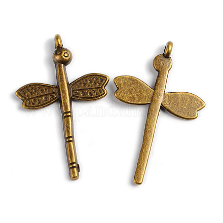 Antique Bronze Tone Tibetan Style Dragonfly Alloy Pendants X-MLF10350Y-NF-1