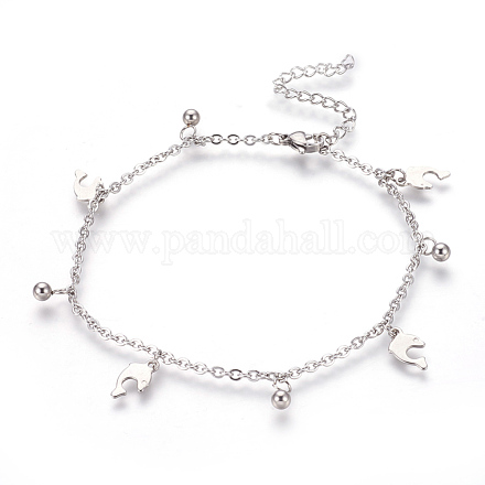 Bracelets de cheville en 304 acier inoxydable avec pendentif AJEW-O028-03P-1