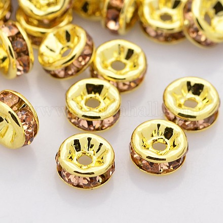 Séparateurs perles ronds en laiton doré avec strass grade A  RB-F016-20G-NF-1