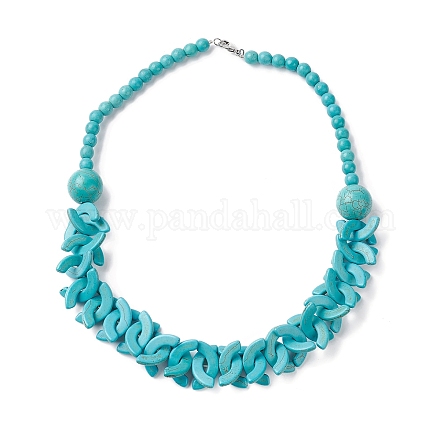 Colliers à plastrons en perles d'arc turquoise synthétique teint NJEW-P279-01B-1