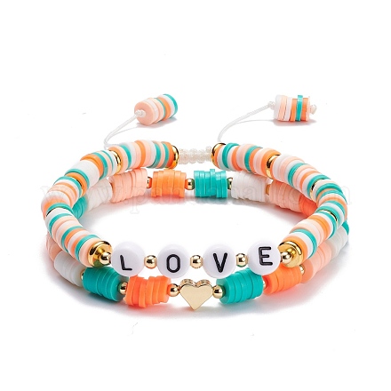 Ensemble de bracelets de perles d'argile polymère faits à la main BJEW-TA00043-01-1