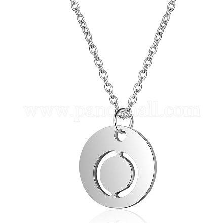 201 Stainless Steel Initial Pendants Necklaces NJEW-S069-TN507-O-1