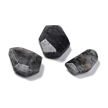 Perles de quartz rutiles noir naturel G-F747-01E-1
