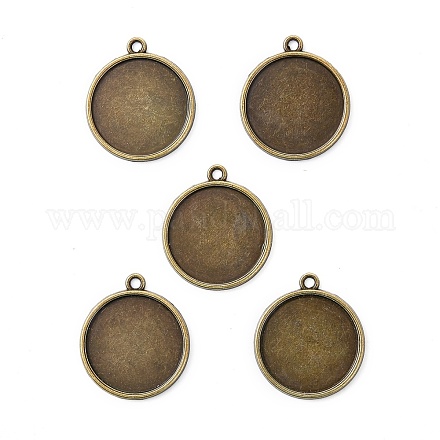 Supports pendant d'alliage cabochon rond plat X-PALLOY-N0088-37AB-NF-1