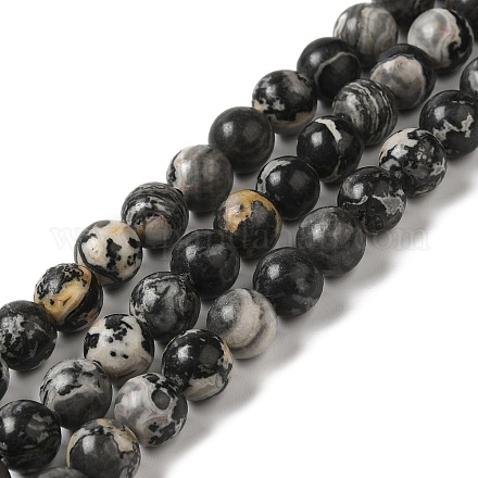 Chapelets de perles perles en agate noire naturelle G-M402-D01-1