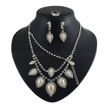 Strass di vetro di nozze di diamante set di gioielli X-SJEW-H200535-1