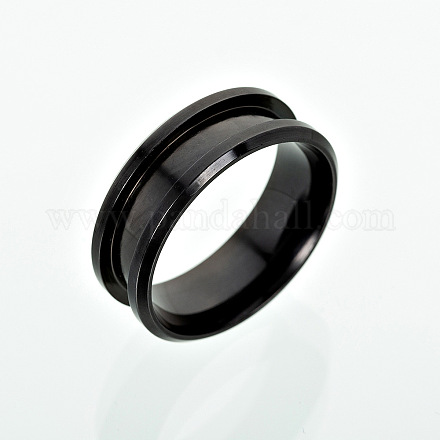 201 Stainless Steel Grooved Finger Ring Settings MAK-WH0007-16B-1