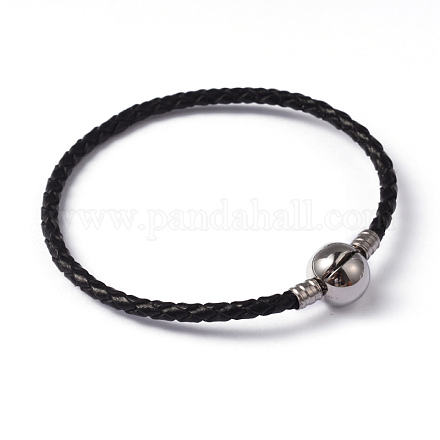 Braided Leather Cord European Style Bracelet Makings STAS-L178-SL0200H-18-1