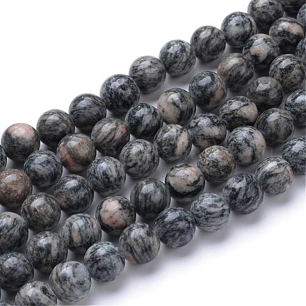 Natürliche schwarze Seide Stein / Netstone Perlenstränge G-R412-23-10mm-1