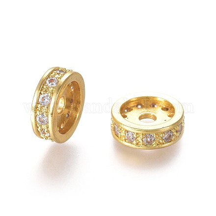 Brass Micro Pave Cubic Zirconia Spacer Beads ZIRC-L088-03A-G-1