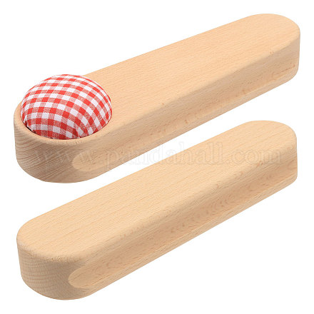 GLOBLELAND 2 Styles Wood Tailor Clapper with Needle Cushion and Wood Tailor Clapper Without Needle Cushion Teardrop Shape Hardwood Seam Presser Tool for Quilting Ironing Sewing TOOL-GL0001-09-1